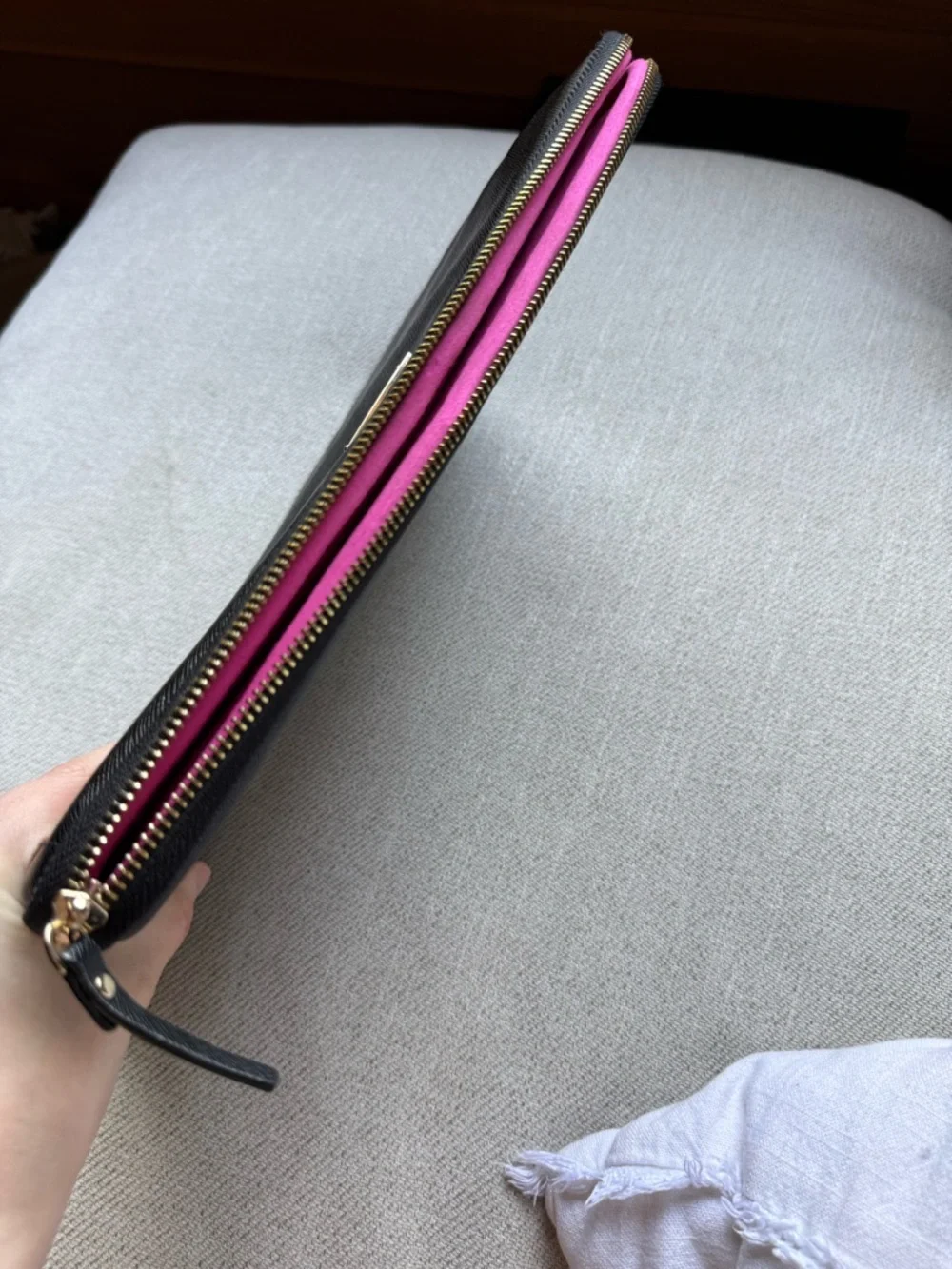 kate spade Black Saffiano Leather Laptop Case with Gold Logo